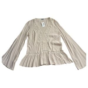 NWT Abbeline Bohemian Festival Flowy Bell Sleeve Blouse | Cream Pink | Medium